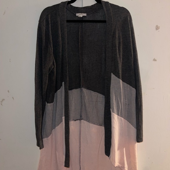 Maurices Sweaters - Maurices Charcoal and Blush Open Front Cardigan